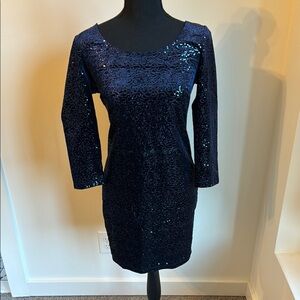 Mimi Chica Blue Dress with Square Neck